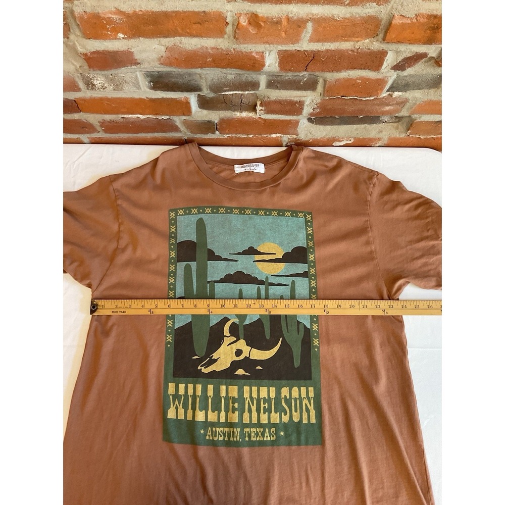 Free People Rust Brown Desert Graphic Tee with Green and Mustard Print - Picture 6 of 9